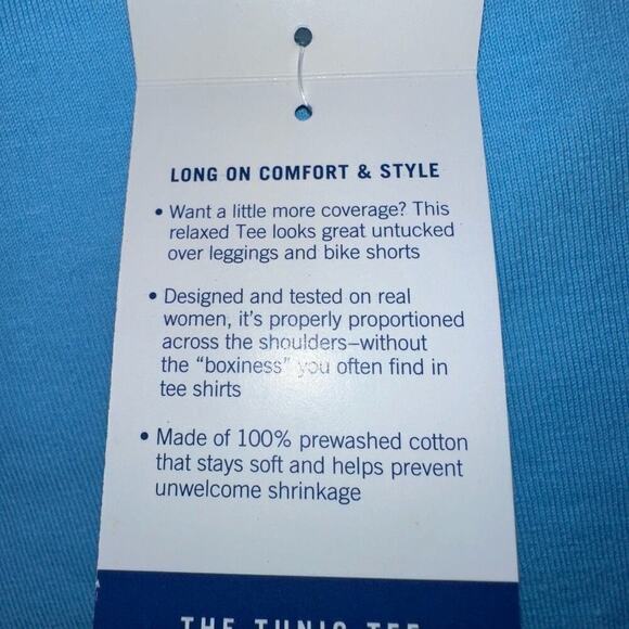 NWT Women’s Medium Lands’ End Light Blue SS Tunic Tee 100% Cotton Top Shirt - Picture 3 of 6